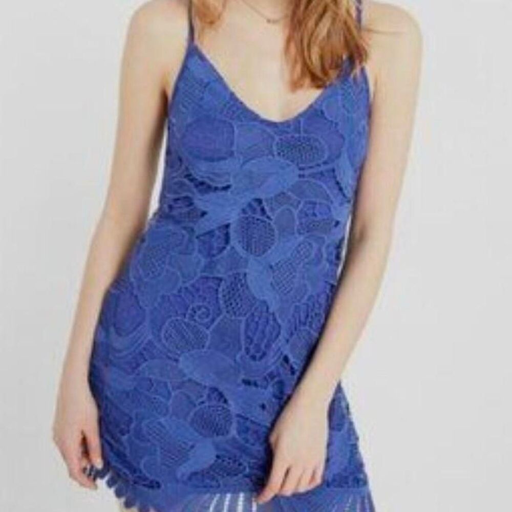 Express Crochet Lace Sleeveless Sheath Dress size M Indigo Blue